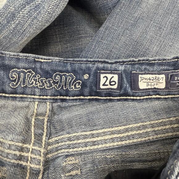 Miss Me Jeans Women's 26 (2) Blue Boot Cut Studded Embellished Preppy Western - Picture 9 of 15